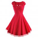Vintage Hepburn Style Sleeveless Solid Color Dress   red dot