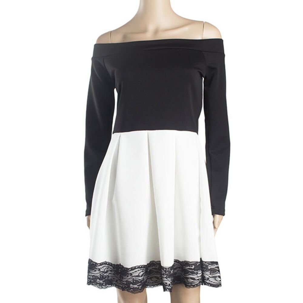 Summer Boat Neck Lace pretty Splicing Slim Dress