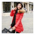 Winter Woman Middle Long Slim Plus Size Down Coat   red