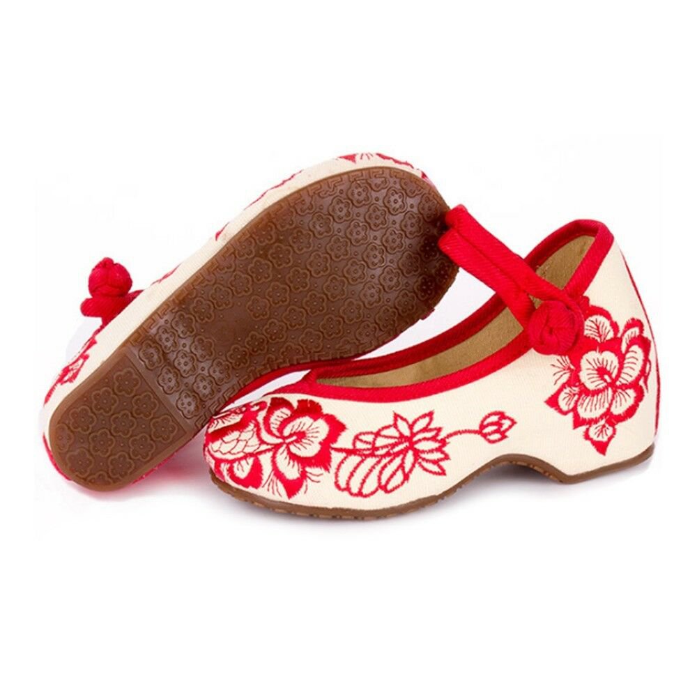 Old Beijing Embroidered Cloth Shoes Kid Increased within red