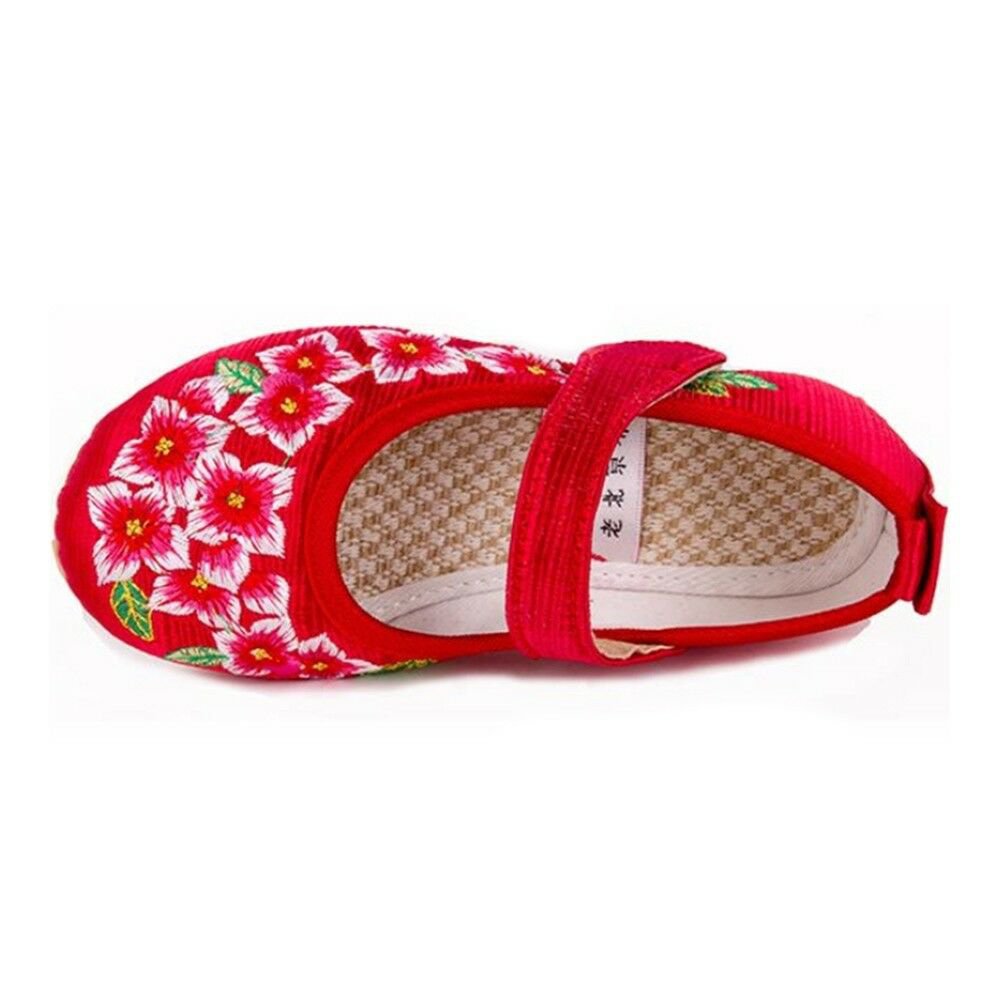 Old Beijing Embroidered Cloth Shoes Kid Magic Tape 5808 red