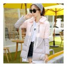Winter Motley Middle Long Down Coat Loose Thick Warm   grey+pink