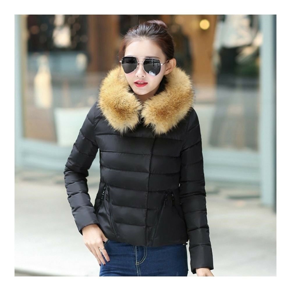 Sount Korean Style Short Down Coat Panda Design Coat black