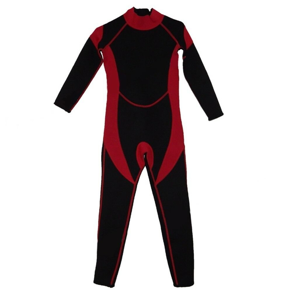 M014 M015 M016 Child One-piece Diving Suit 2.5mm Surfing Wetsuit black red 2