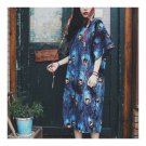 Kimono Style Peacock Printing Dress  S