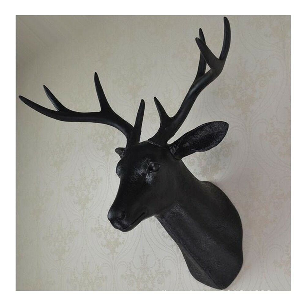 Plastic Deer Head Wall Hanging Decoration black