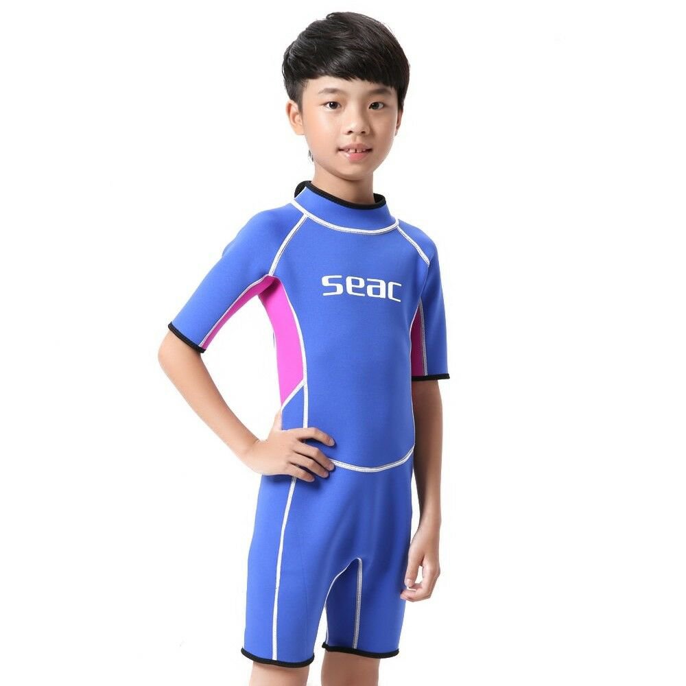 M31 M32 Child One-piece Diving Suit 2.5mm Surfing Wetsuit light blue 2