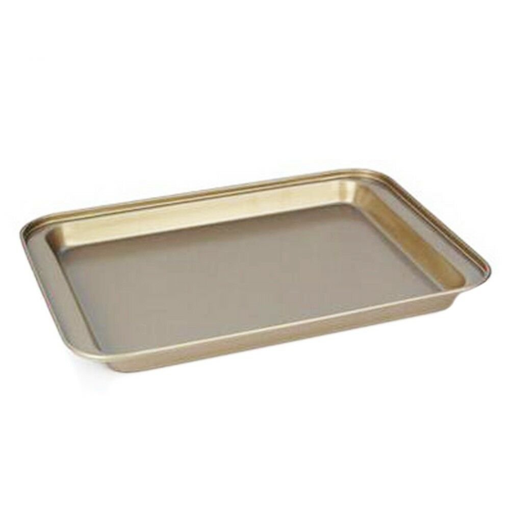 Oven Plate Nonstick Baking Tool Rectangle Golden small size 24x18x2cm