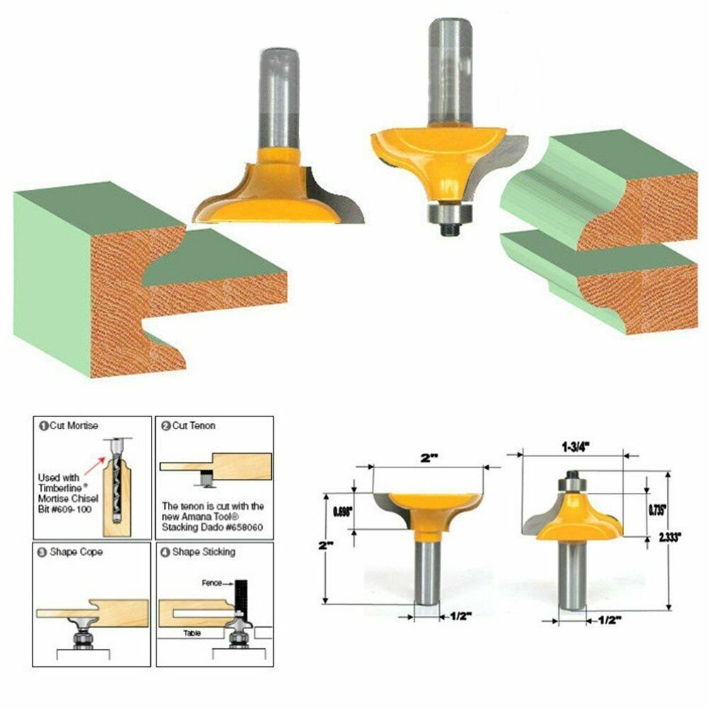 5pcs Wood Splice Tenon Mortise Bit Woodwork Tongue and Groove Set ...