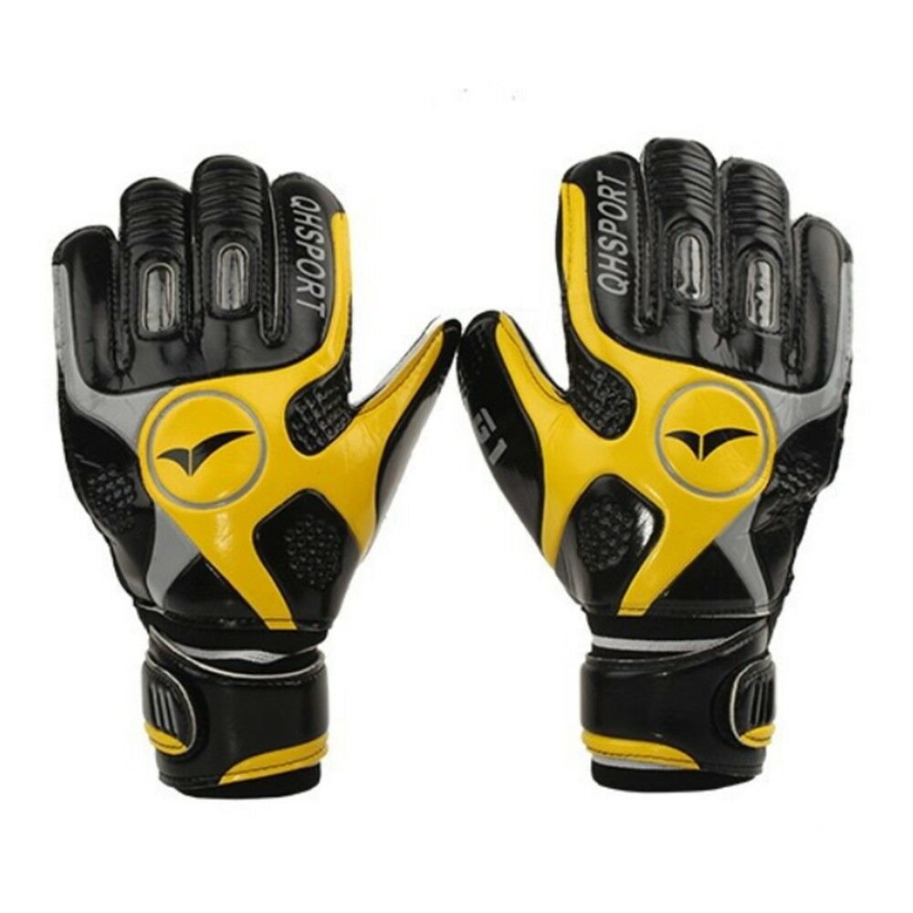 Latex Goalkeeper Gloves Roll Finger Nonslip Breathable black yellow