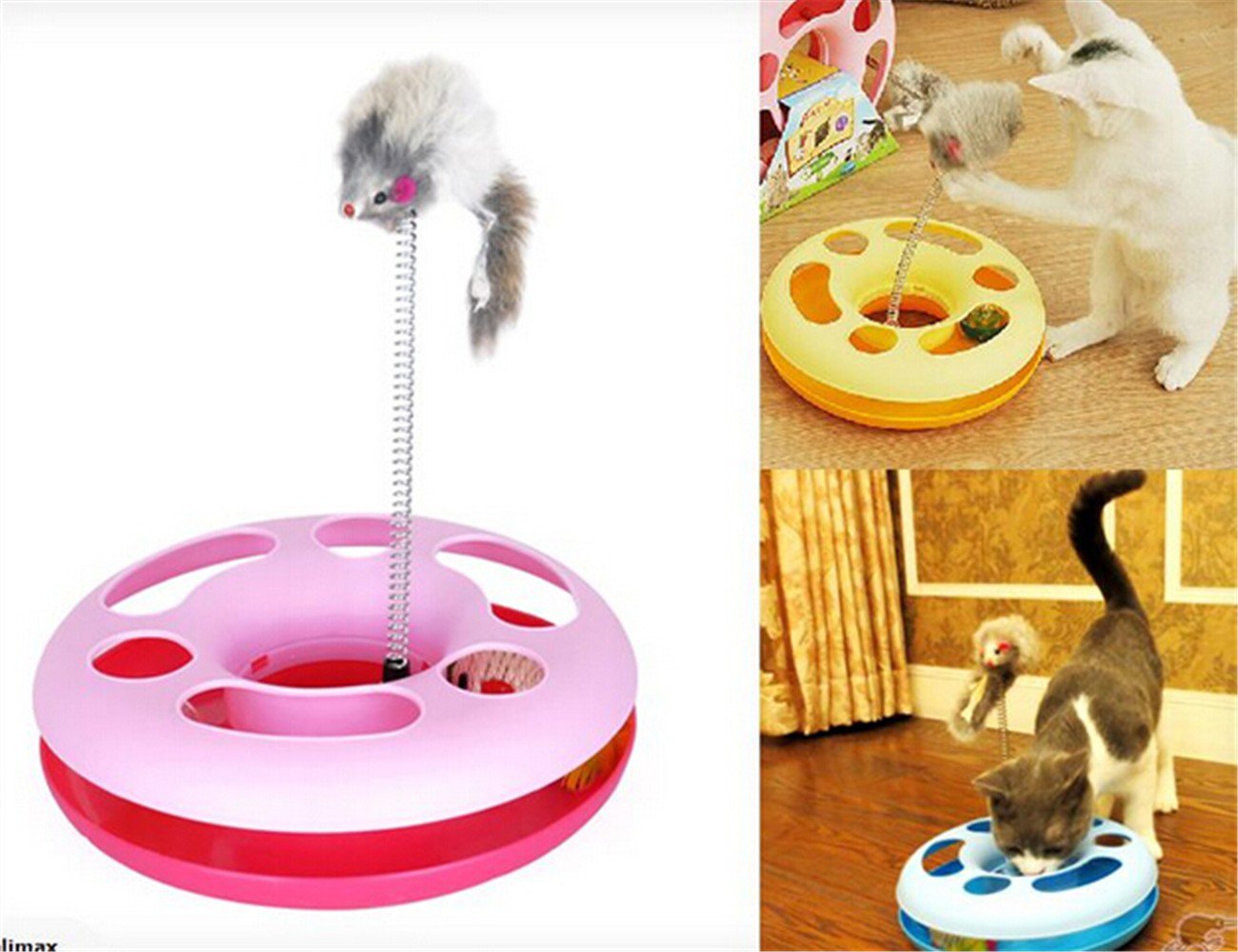 Cat Toys Plus 2 In 1 Toy With Mouse Shaped Swatter And Ball Track