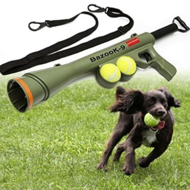 Dog Tennis Ball Gun Launcher w/2 Squeaky Balls Pet Play/Fetch/Throw