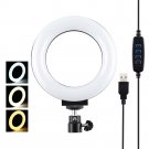 4.6 inch 3 modes dimmable LED video ring light with cold shoe tripod ball head