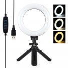 6.2 inch real-time streaming video selfie 3 mode dimmable light LED ring light with 16.5 cm tripod