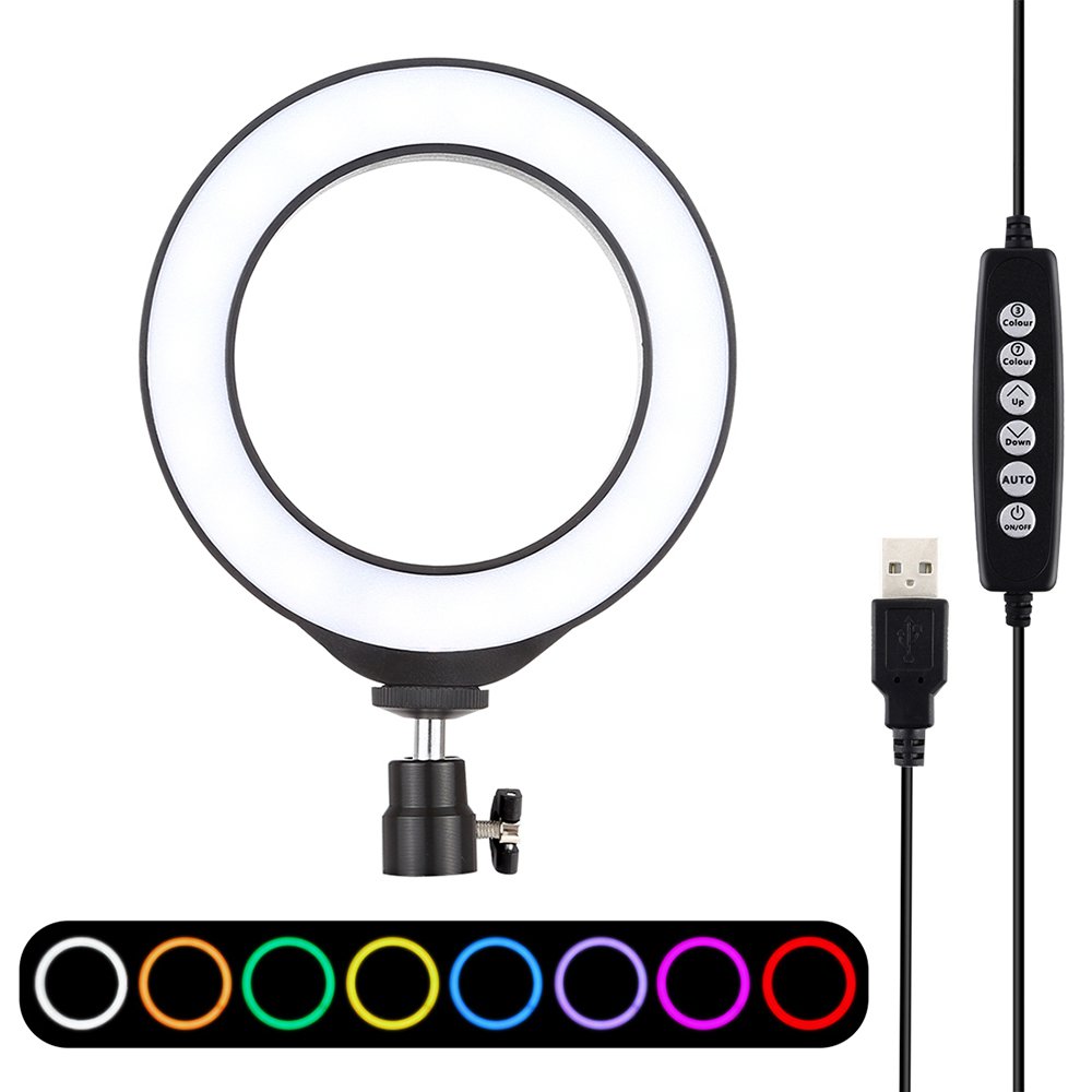 6.2 inch 16 cm RGB dimmable ring light with 10 modes and 8 colors USB for live broadcast
