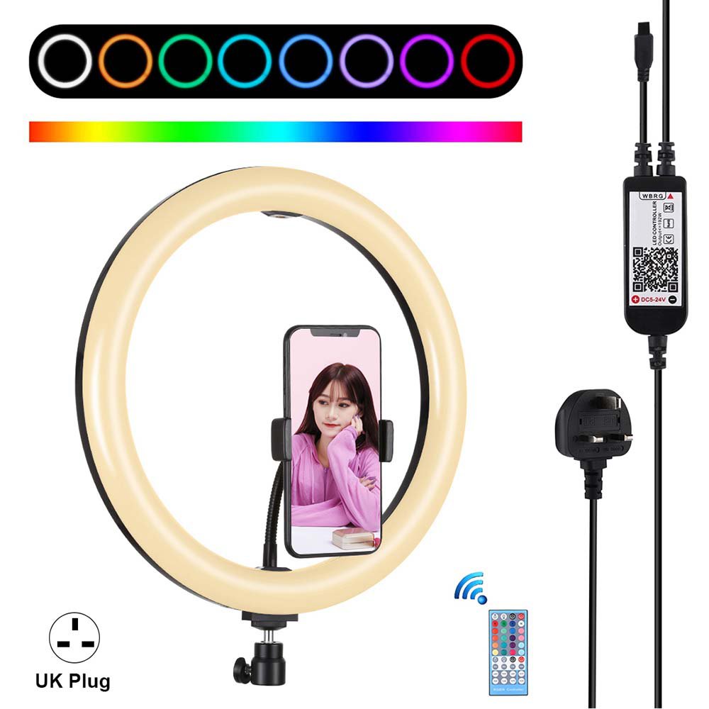 12-inch dimmable RGB ring light with remote control function for live selfies
