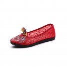 Women's Chinese Ethnic Embroidery Flat Ballet  Marry Janes Cheongsam Dancing Shoes Flat Net Shoes