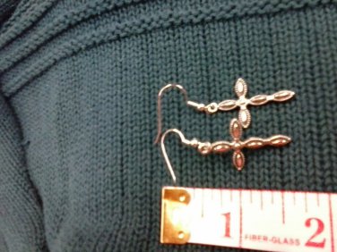 004 Unique Silver Cross Earrings