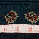 007 Earrings Red and Green Fan