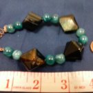 013 Unique (4) Large Diamond-shaped semiprecious Agate & Blue beaded bracelet