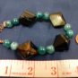 013 Unique (4) Large Diamond-shaped semiprecious Agate & Blue beaded bracelet