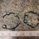 019 Handmade Large blue beaded hoops with Rose-shaped beads