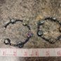 019 Handmade Large blue beaded hoops with Rose-shaped beads