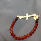 023 Handmade Red & Black genuine Swarovski beaded Bracelet with a rhinestone cross
