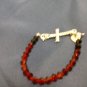 023 Handmade Red & Black genuine Swarovski beaded Bracelet with a rhinestone cross