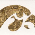 Iowa Hawkeye logo 1.75 inch gold leaf fire helmet decal