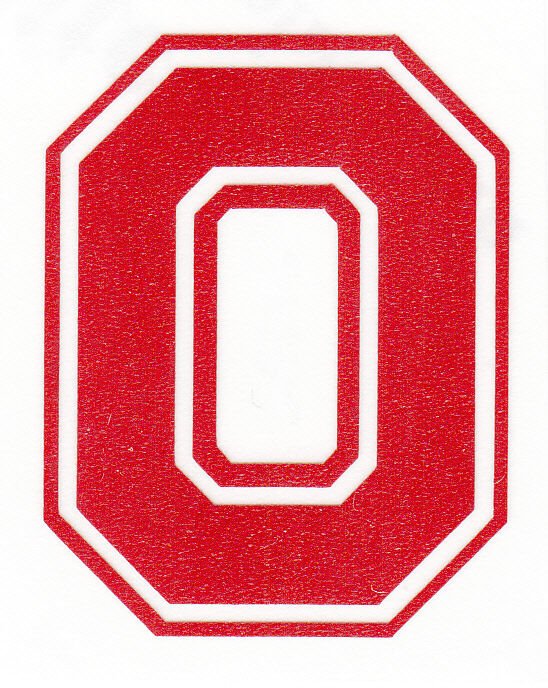 REFLECTIVE Ohio State Buckeyes Block O 2 inch Red fire helmet decal