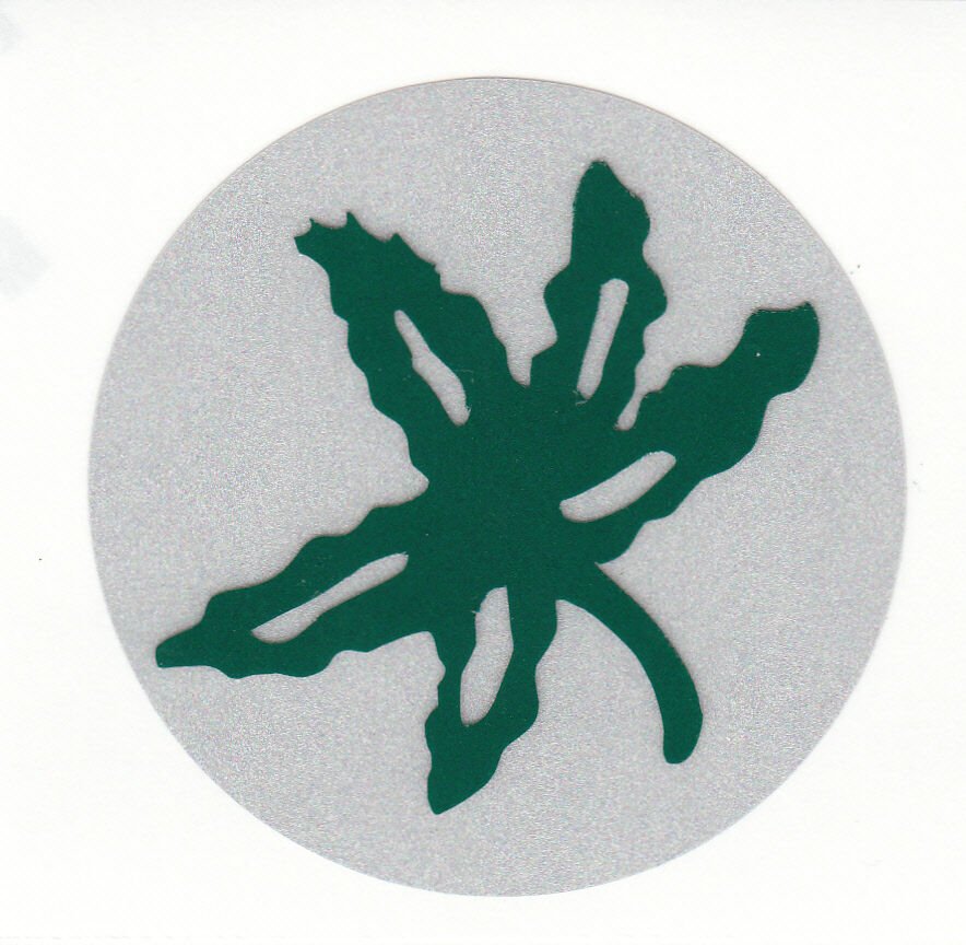 REFLECTIVE Ohio State Buckeyes buckeye leaf 3 inch helmet decal sticker osu