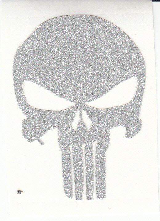 REFLECTIVE  Punisher silver fire helmet die cut decal window sticker
