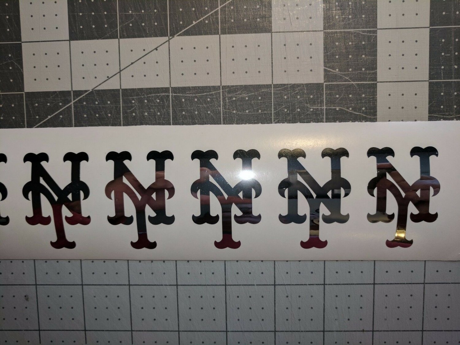 CHROME Vinyl New York Mets fire helmet decal sticker RTIC up to 12 inches