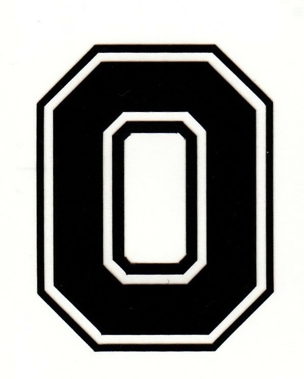 Reflective Black Ohio State Buckeye Block O 2 inch fire motorcycle helmet decal
