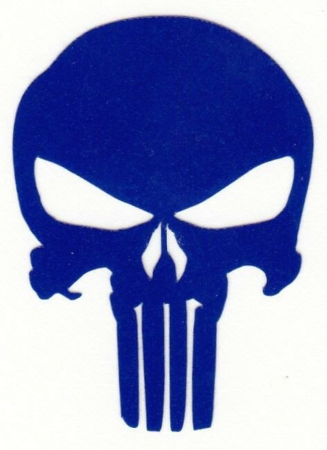 REFLECTIVE Punisher blue fire helmet die cut decal window sticker