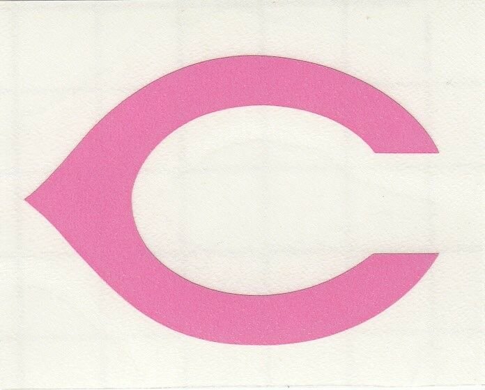 Pink Cincinnati Reds fire helmet window decal sticker up to 12 inches