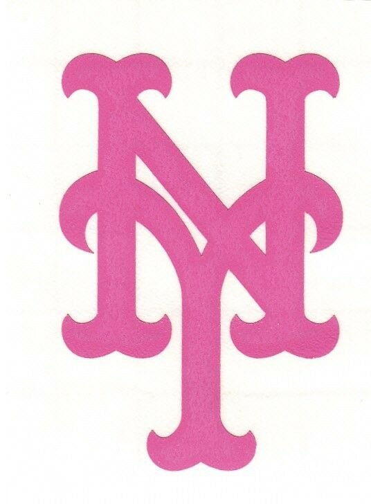 Pink New York Mets fire helmet window decal sticker up to 12 inches