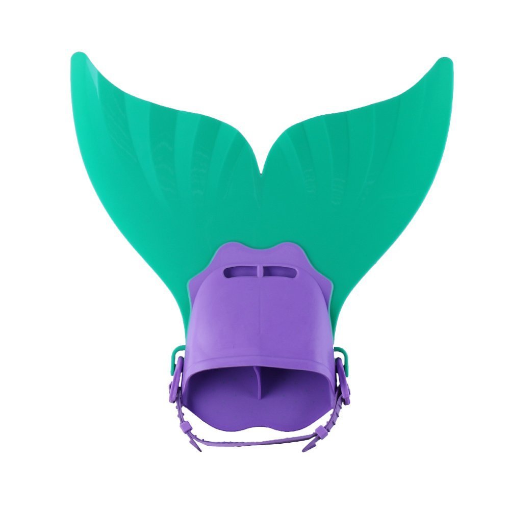 Teen Mermaid Swim Fin Diving Monofin Swimming Flipper Swimmable Tail - Green