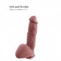 9" Huge Silicone Dildo with KlicLok Connector, 6.5" Insertable Length - Coffee