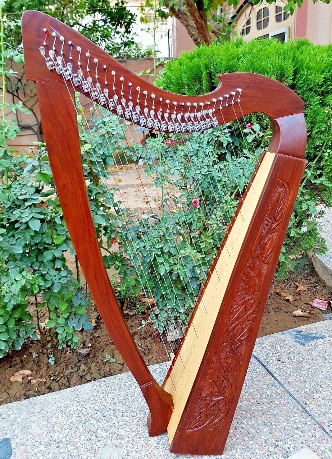Beechwood 27-String Lever Harp | Portable Folk & Celtic Harp | Ideal for Learners & Adults