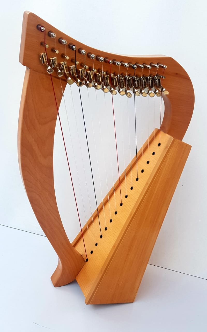 New 15 Strings Mini Harp Small Harp With Metal Levers Carry Bag Tunning