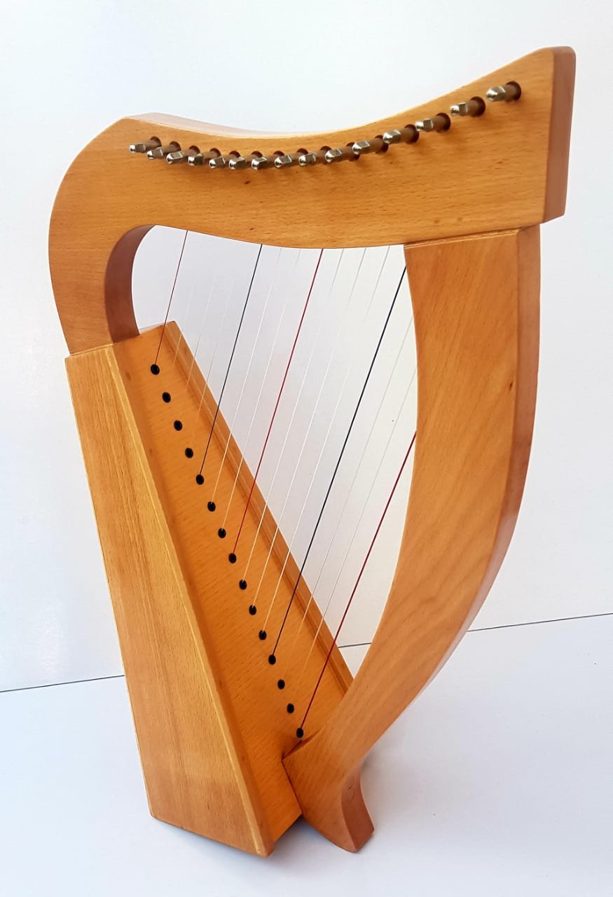 New 15 Strings Mini Harp Small Harp With Metal Levers Carry Bag Tunning