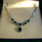 Elegant Emerald Green Necklace 18K White Gold w/ Clear Swarovski Crystals