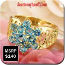 Swiss Blue Topaz Yellow Gold Ring