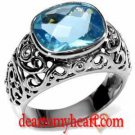 Swiss Aquamarine Blue Topaz Cocktail Ring
