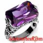 Rectangle Amethyst Filigree Cocktail Ring