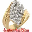 Ladies Gold Tear Cluster Ring