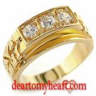Men's Gold Nugget Tri-Stone Ring