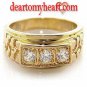 Men's Gold Nugget Tri-Stone Ring
